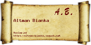 Altman Bianka névjegykártya